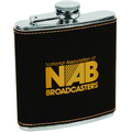 6 Oz. Black/Gold Leather Flask